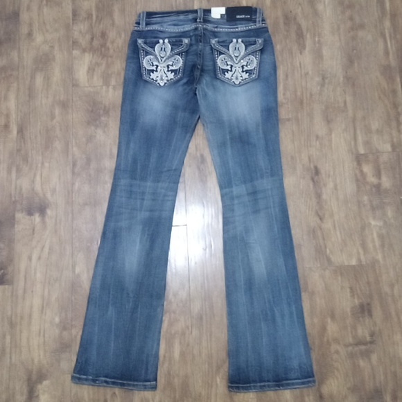 Grace in LA Women's 27 Boot Cut Embellished Rhinestones Dark Fade Distressed NWT - Picture 5 of 8